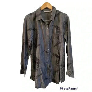 Soft Surroundings Womens Chambray Button Down Top